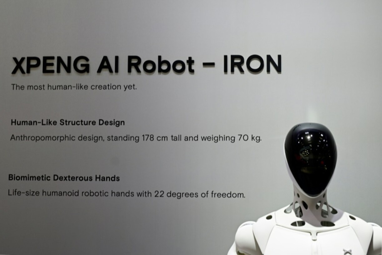 A prototype of the Xpeng robot Iron on display in Munich